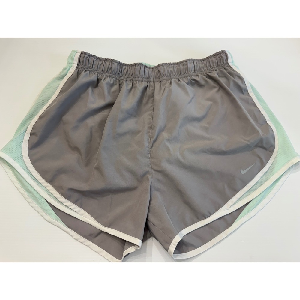 Nike Dri-FIT Running Shorts Womens Large Gray Mint Green Mesh Athletic Training